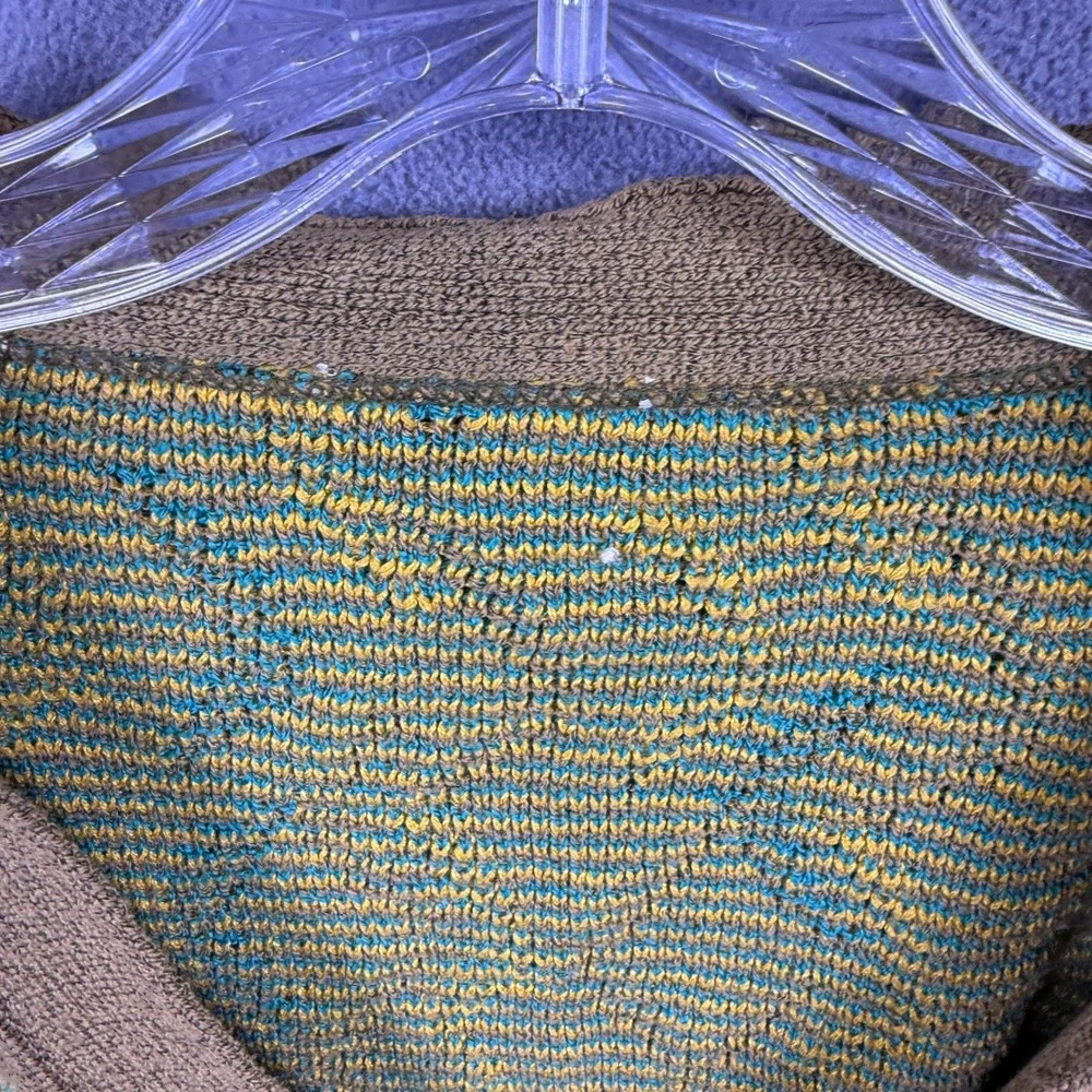 VTG Abstract 3D Chunky Knit Cardigan Mens Large Geometric Coogi Style Grandpa